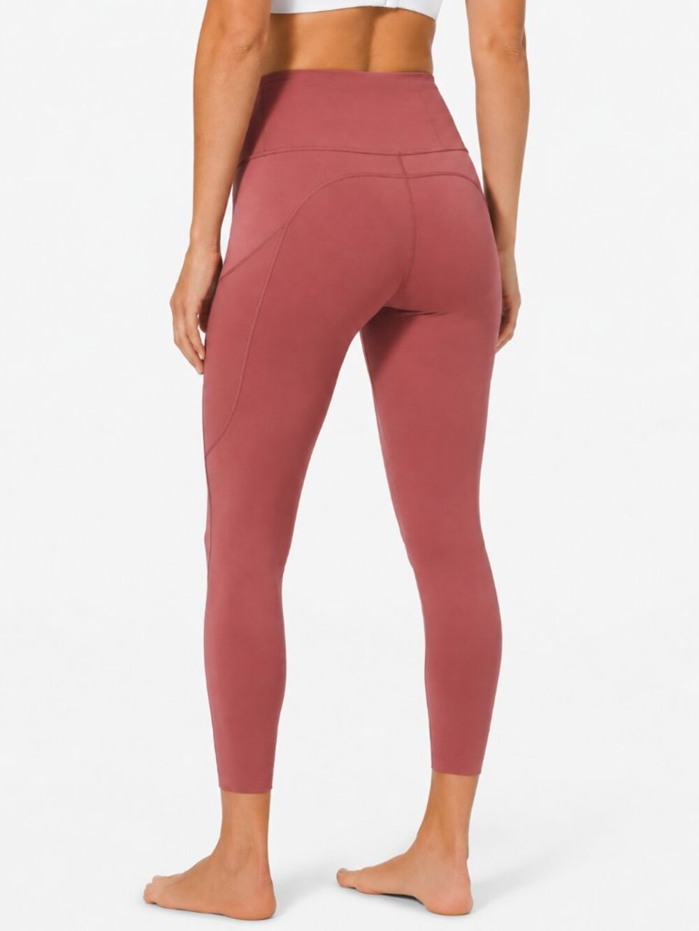 Lululemon Fast and Free Crop II 19" Cherry Tint Nulux High Rise Pockets Size 4